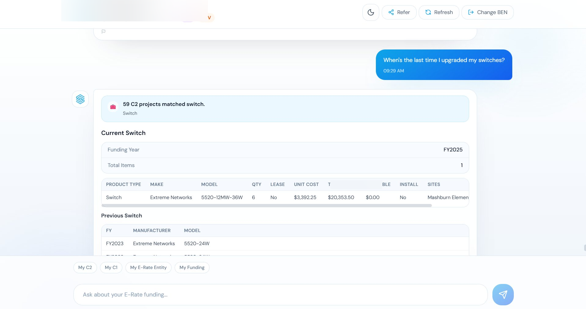 Switch equipment tracking